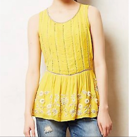 Anthropologie Tops - Maeve Anthropologie Calendula Peplum Blouse